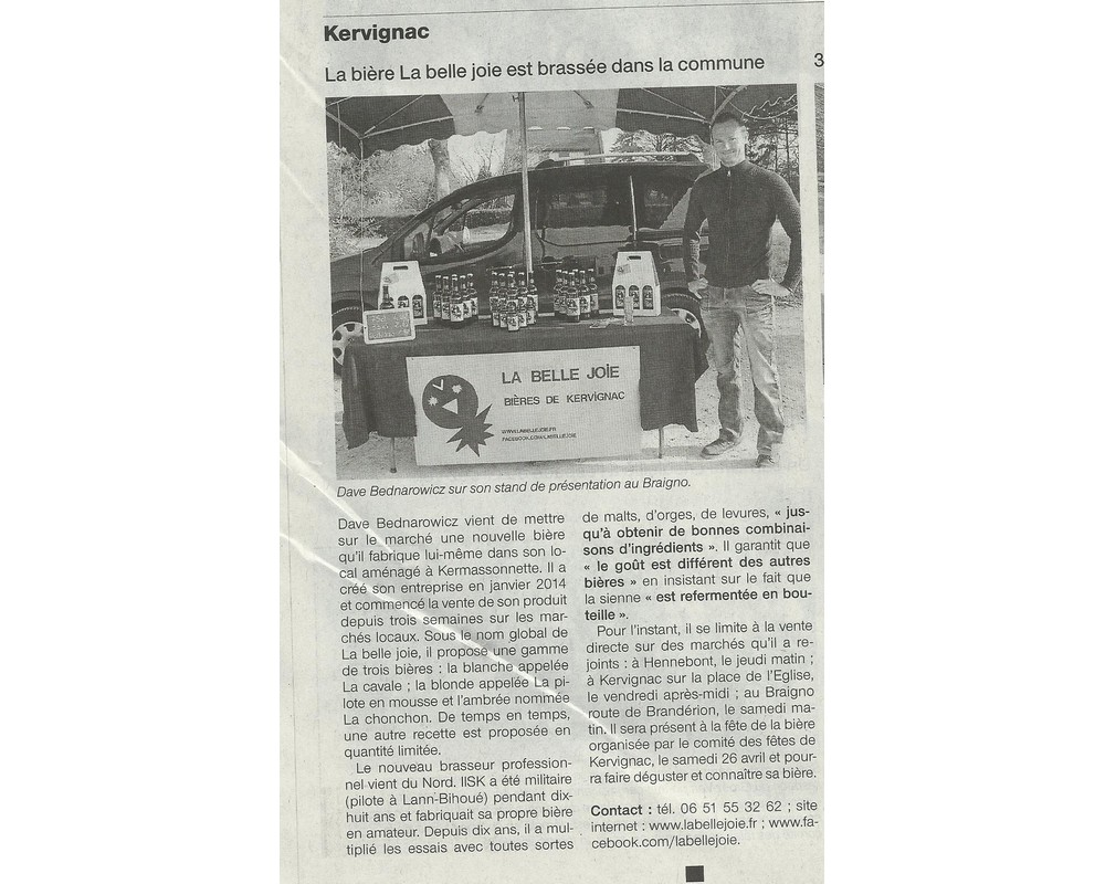 La belle joie a son article dans le journal Ouest France